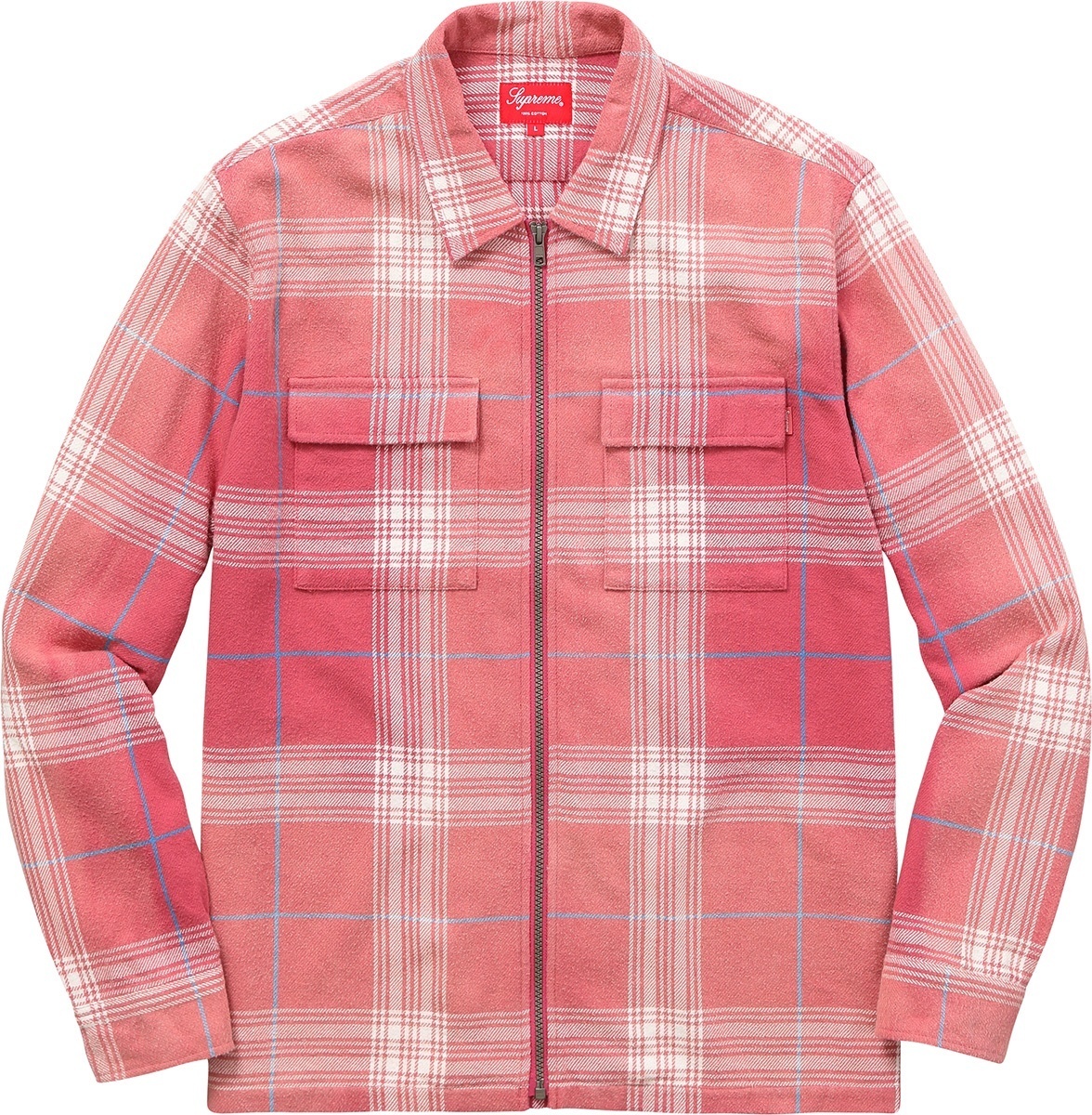 Faded Plaid Flannel Zip Up Shirt view 2